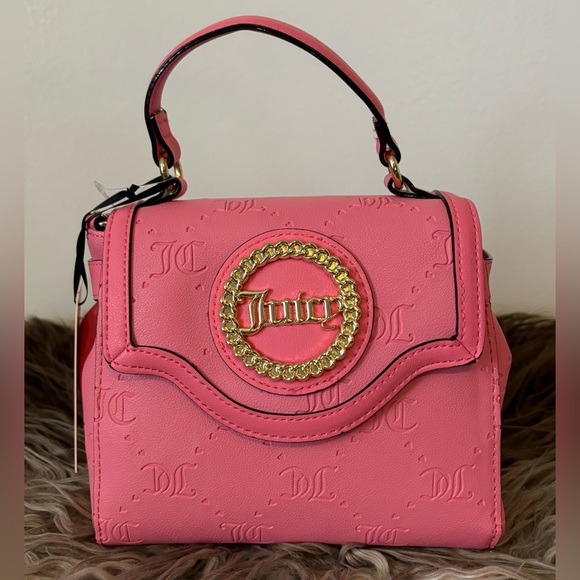 JUICY COUTURE Bag Stay in Circle Mini Crossbody - Pink Lemonade Deboss NWT - Picture 3 of 13